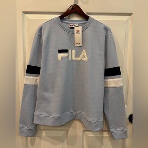 Fila Sweater Women's 3XL Blue Long Sleeve Crew Neck Pullover Logo Y2K Stripes